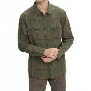 NEW VISSLA central coast eco flannel shirt in dark olive